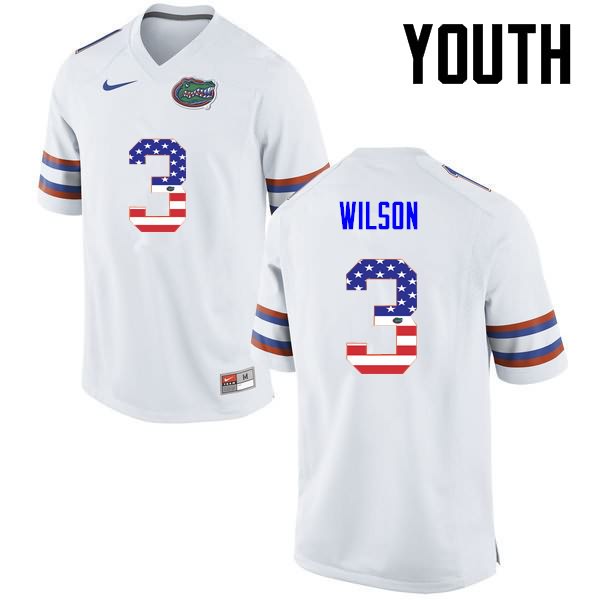 Youth NCAA Florida Gators Marco Wilson #3 Stitched Authentic USA Flag Fashion Nike White College Football Jersey VPD5065WP